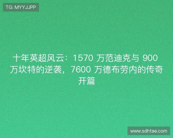 十年英超风云：1570 万范迪克与 900 万坎特的逆袭，7600 万德布劳内的传奇开篇
